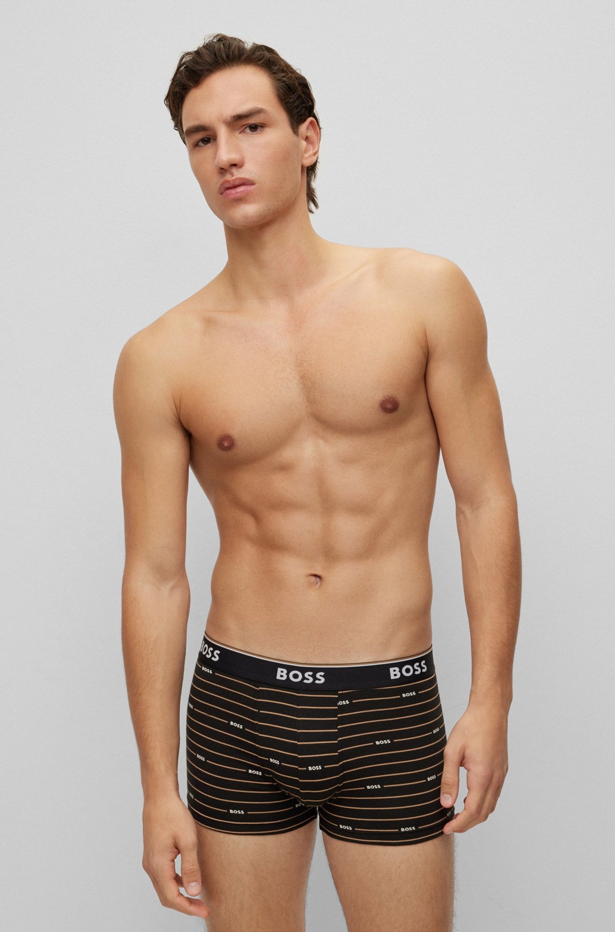 THREE-PACK OF STRETCH-COTTON TRUNKS WITH LOGO WAISTBANDS - 7