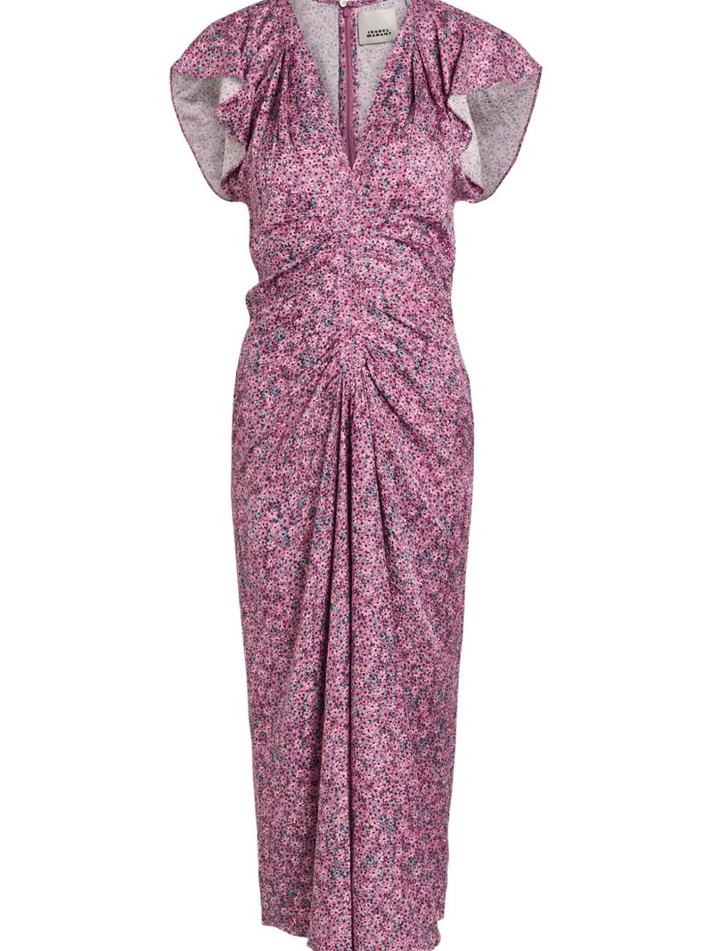 Isabel Marant Lindsay ruffled floral midi dress outlook