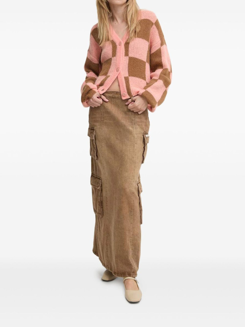 STINE GOYA checkered-pattern long-sleeve cardigan outlook