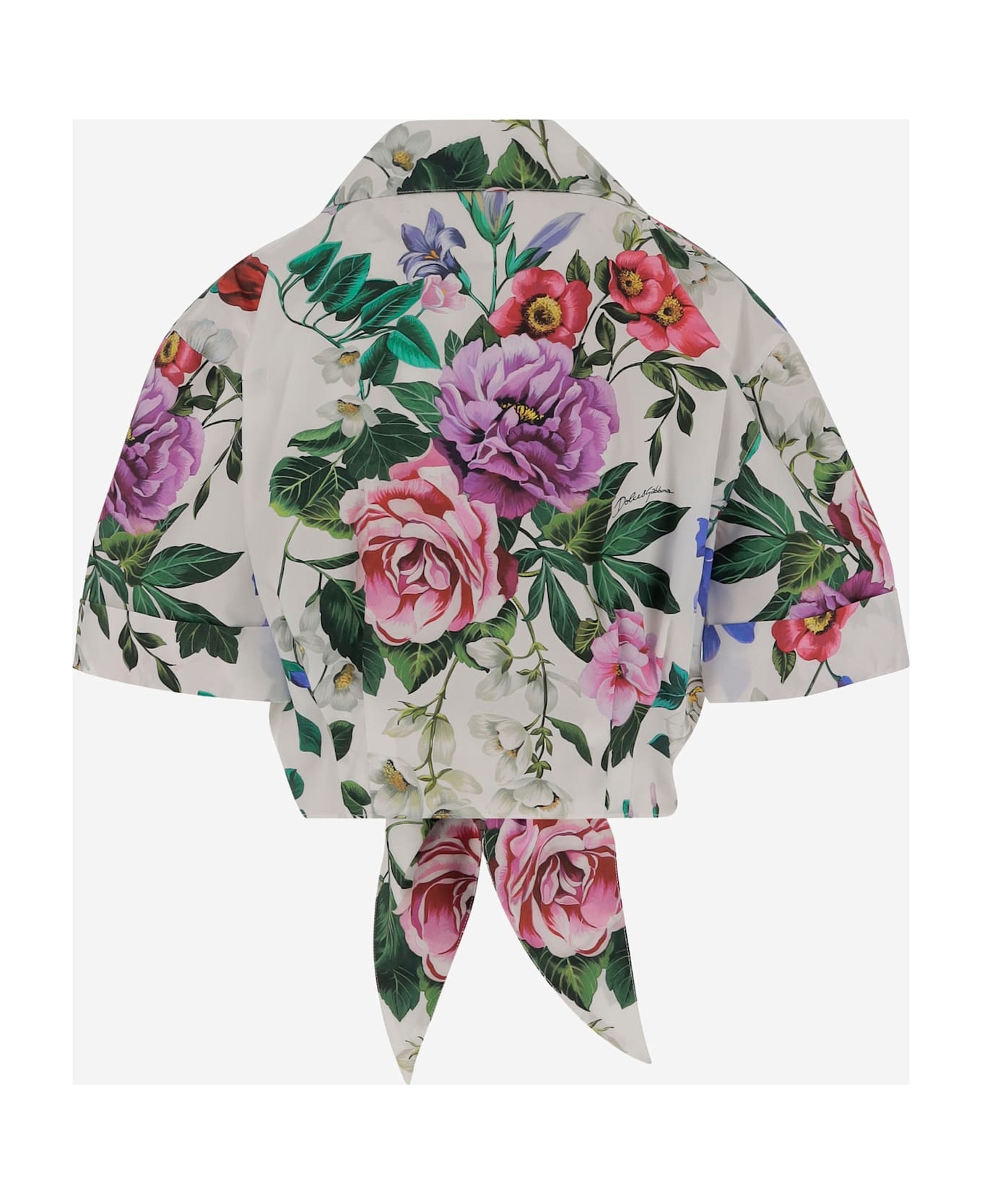 Cotton Crop Shirt With Floral Pattern - 2