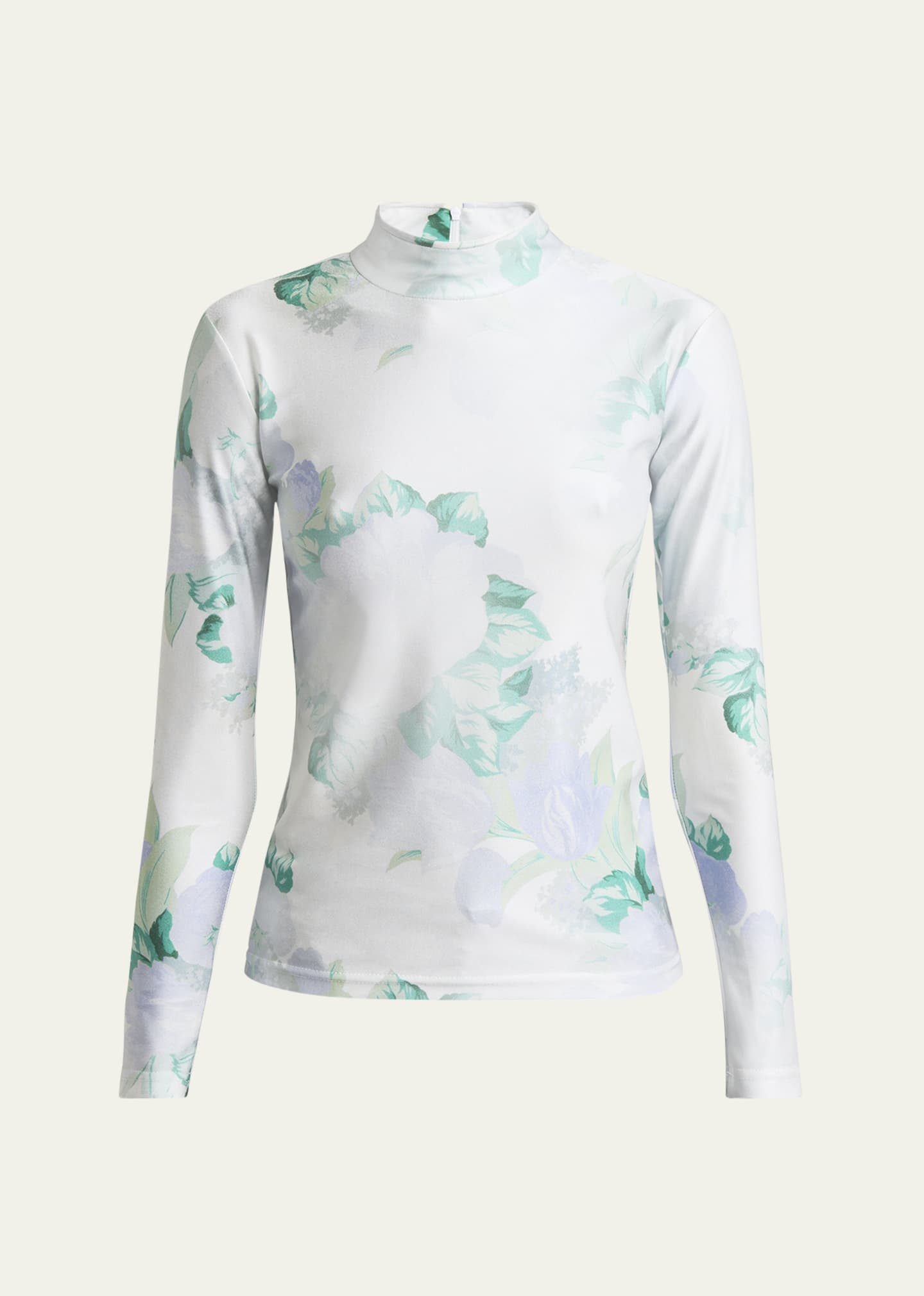 Meryll Rogge Floral Mock-Neck Top with Piping | REVERSIBLE