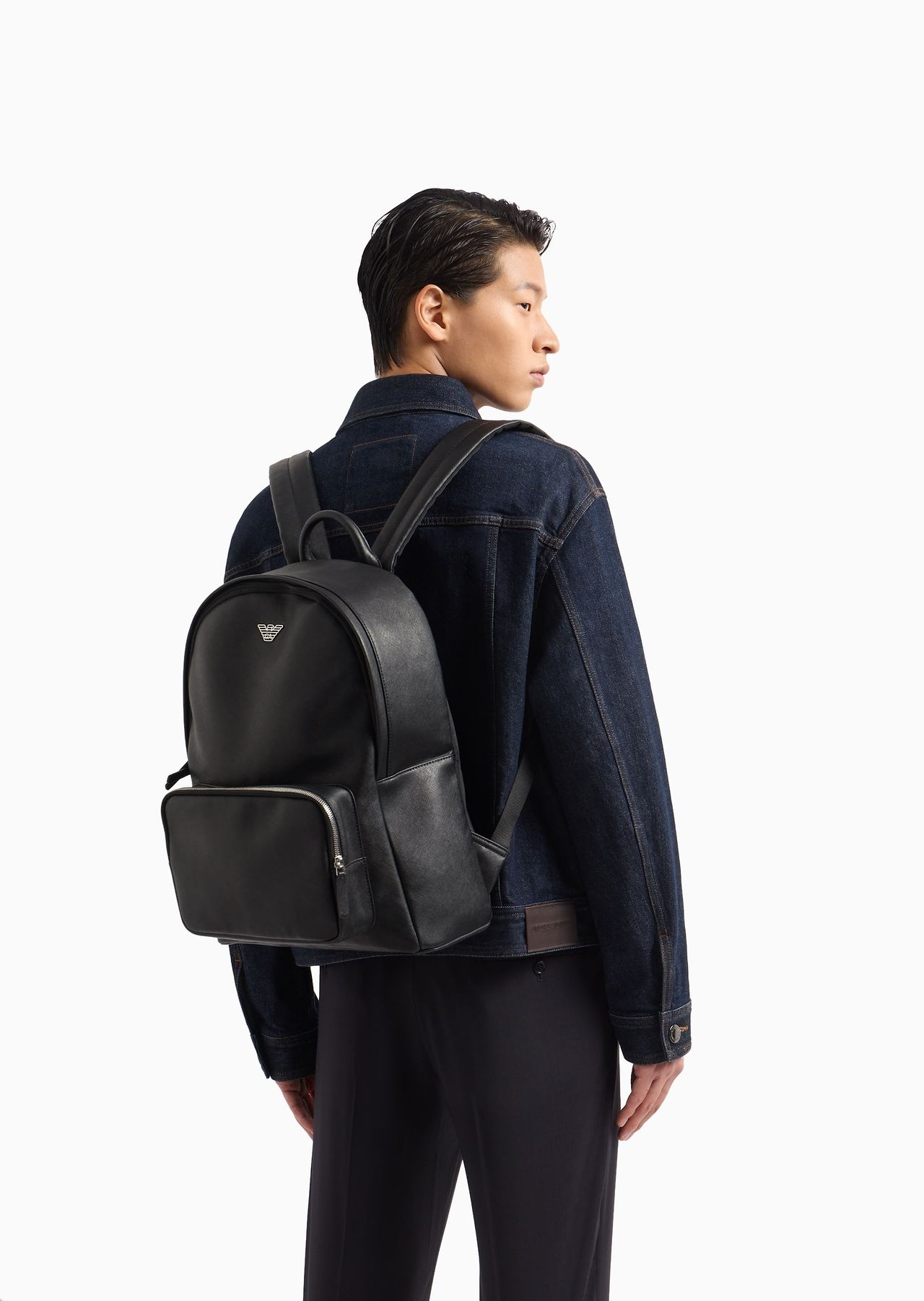 ASV regenerated Saffiano leather round backpack with eagle plate - 6