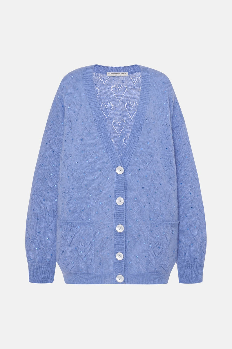 KNITTED MOHAIR LONG CARDIGAN WITH HOTFIX 1