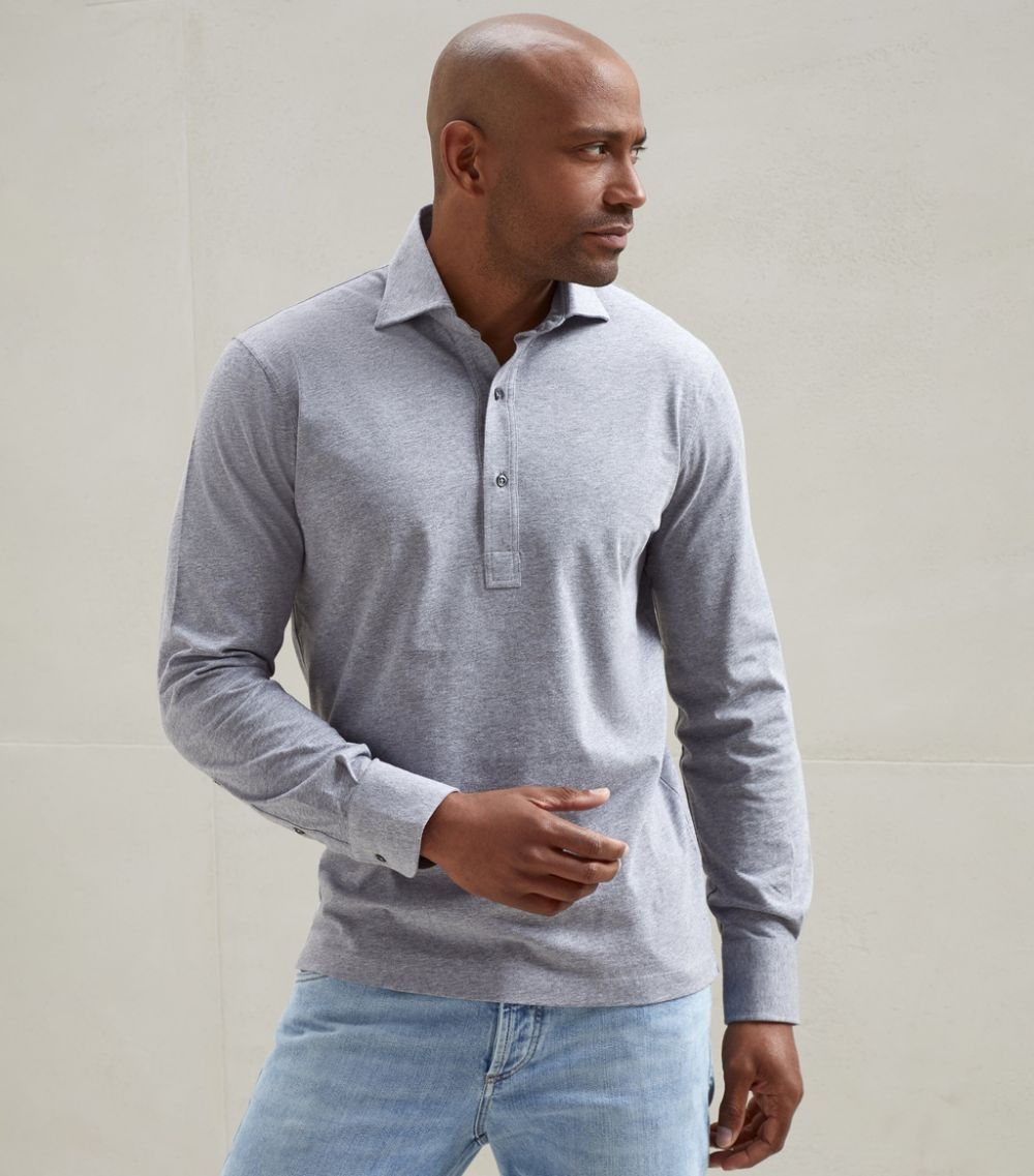 Brunello Cucinelli Long Sleeve Polo Shirt harrods REVERSIBLE