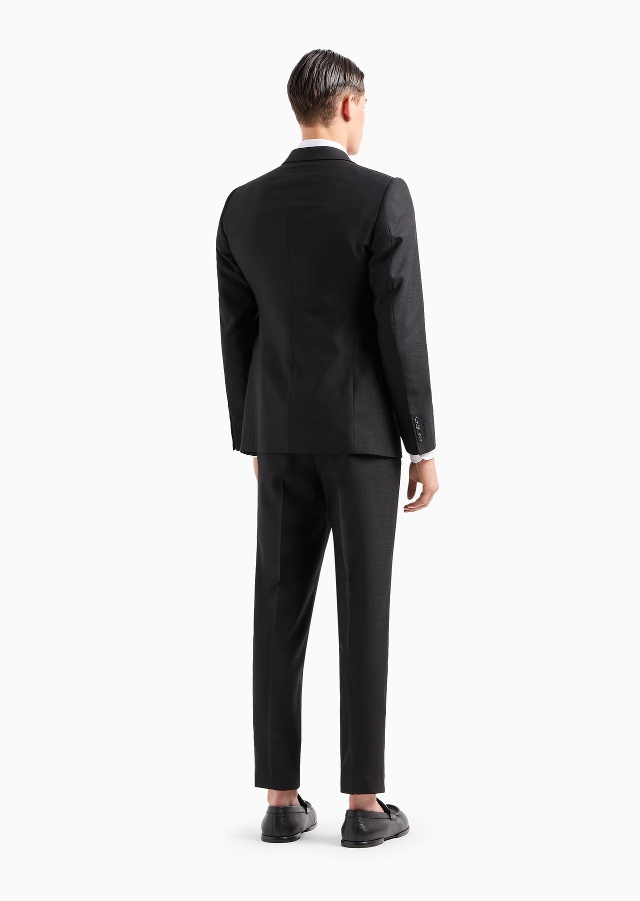 Single-breasted, slim-fit suit in jersey-effect armure wool - 3