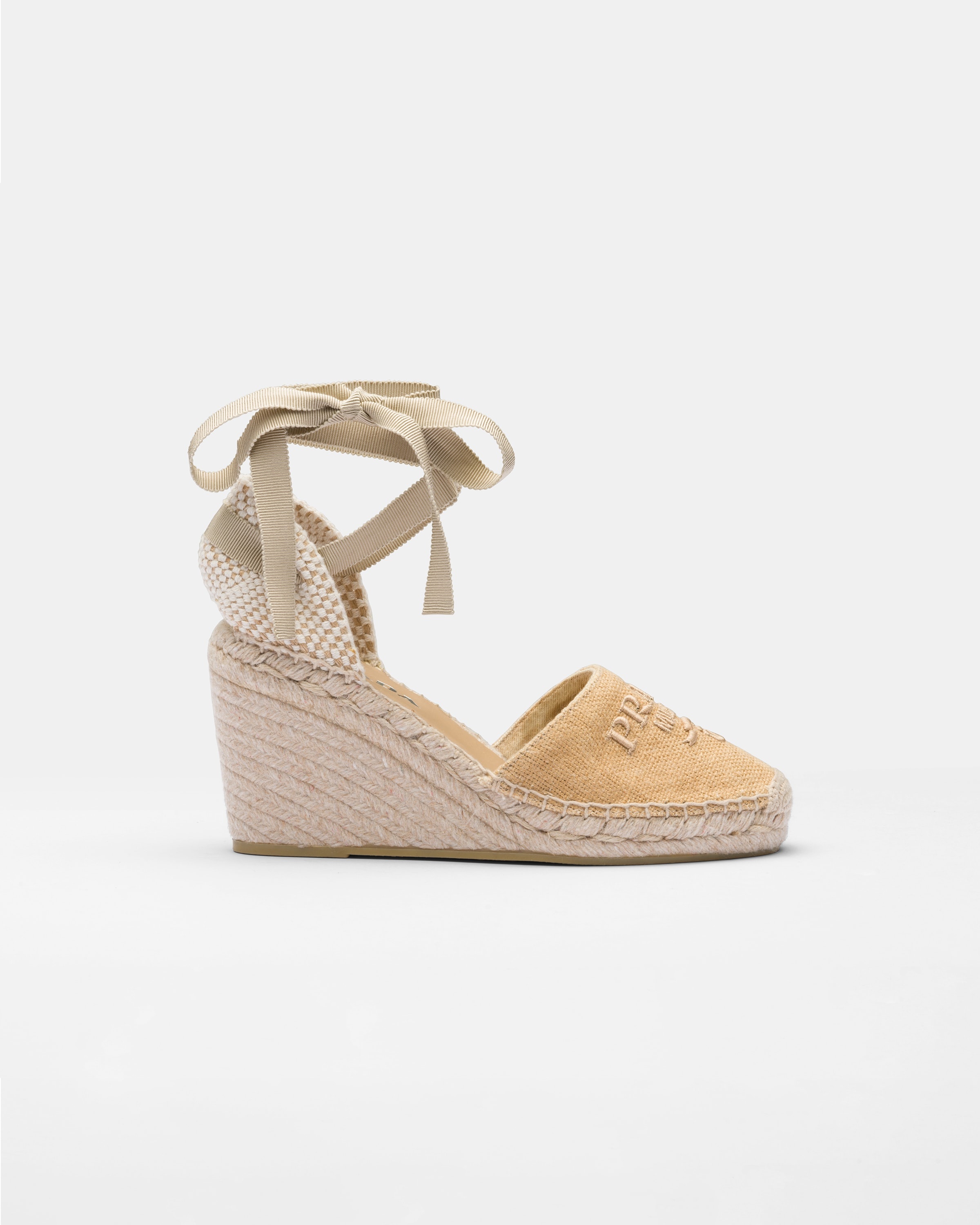 Linen espadrille wedge sandals - 2