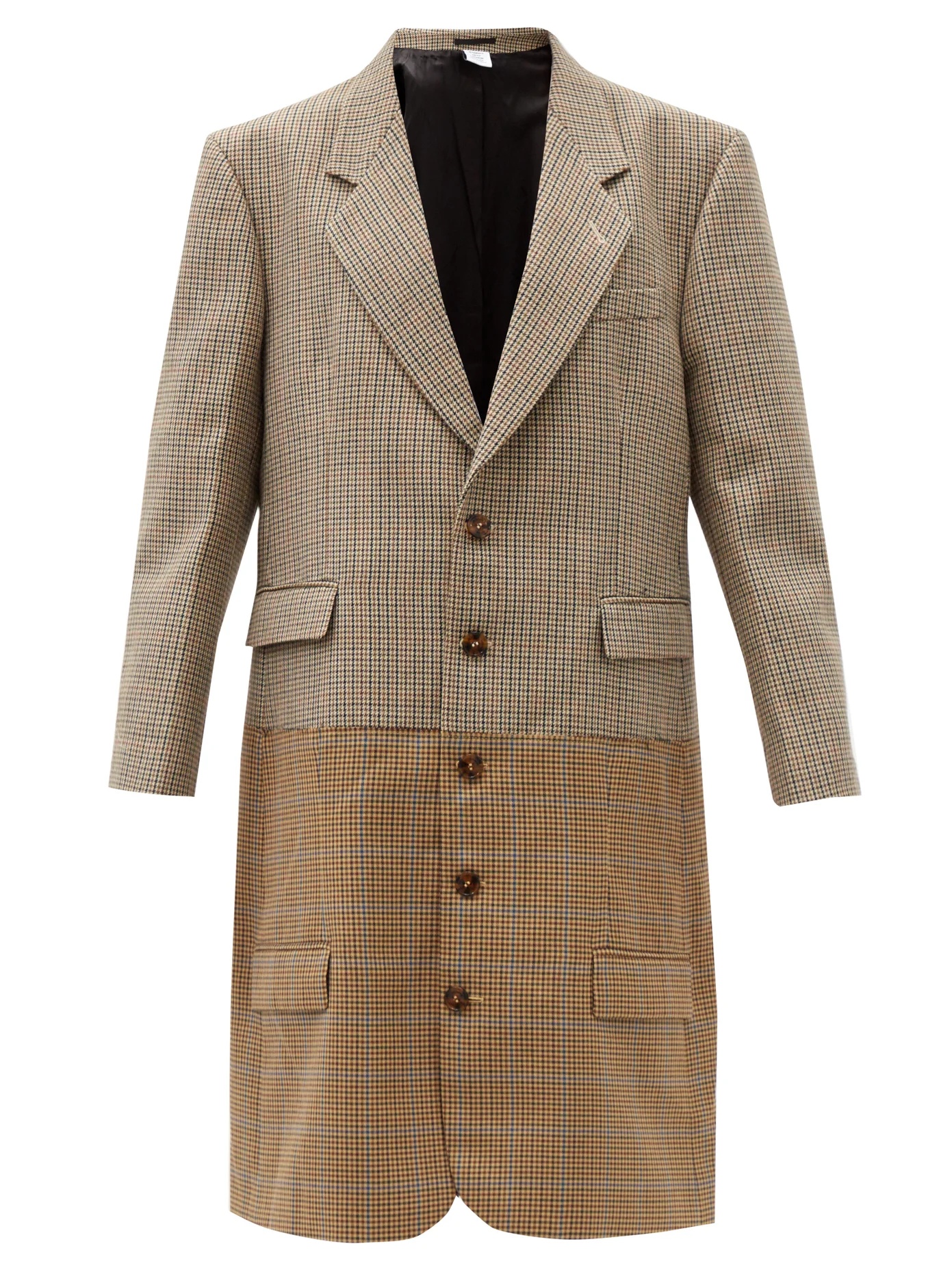 Two-tone houndstooth virgin-wool coat - 1