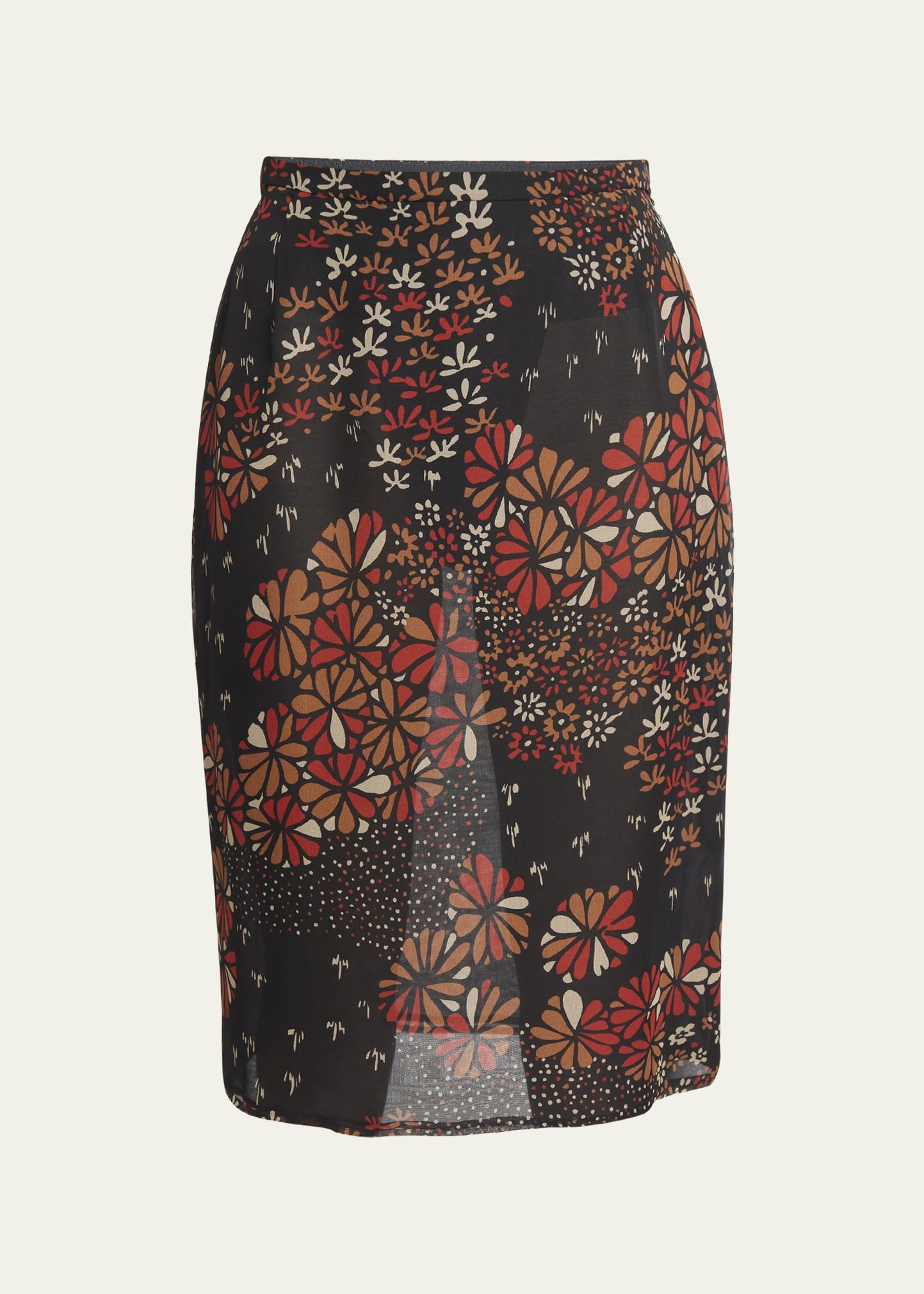 Floral Chiffon Pencil Skirt - 1