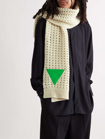 Bottega Veneta Leather-Trimmed Open-Knit Wool Scarf outlook