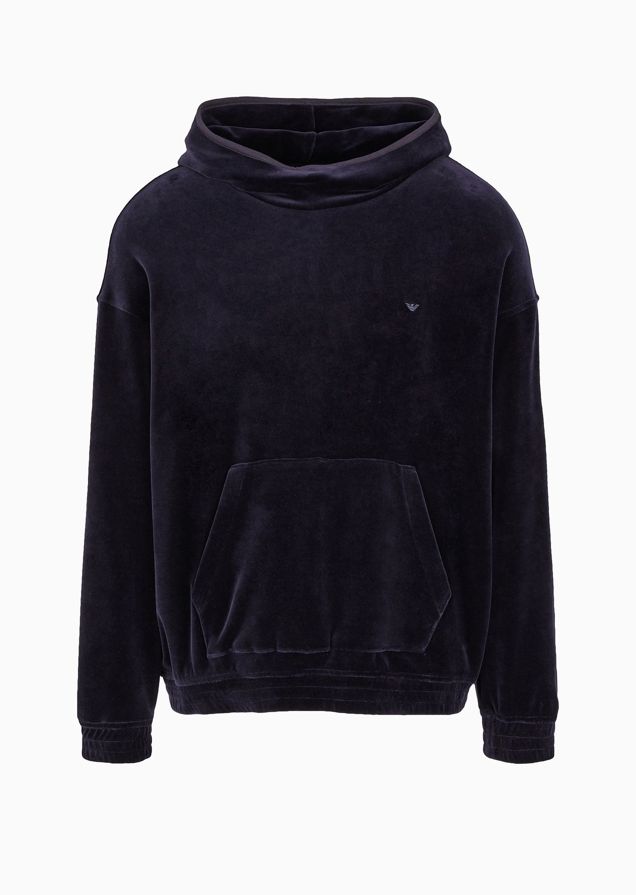 Hooded sweatshirt in chenille with Emporio Armani embroidery - 1