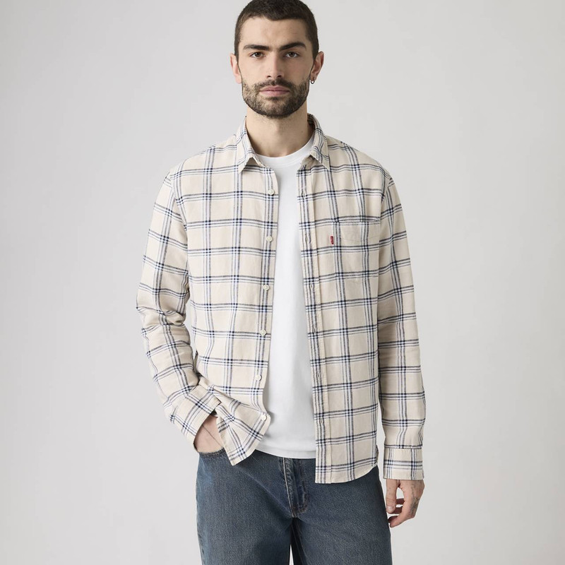 SUNSET ONE POCKET STANDARD FIT COTTON LINEN SHIRT 1