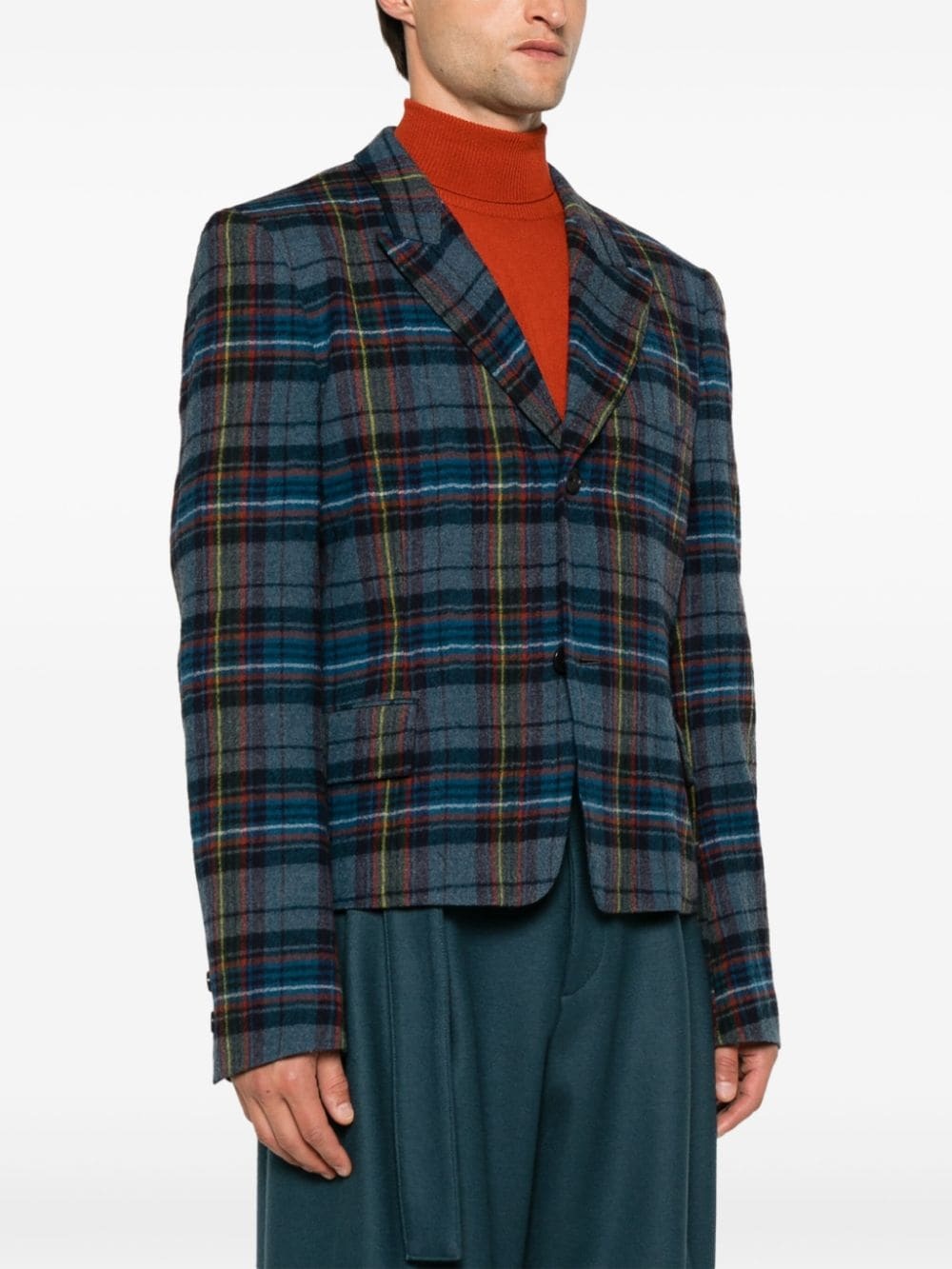 tartan wool blazer - 3