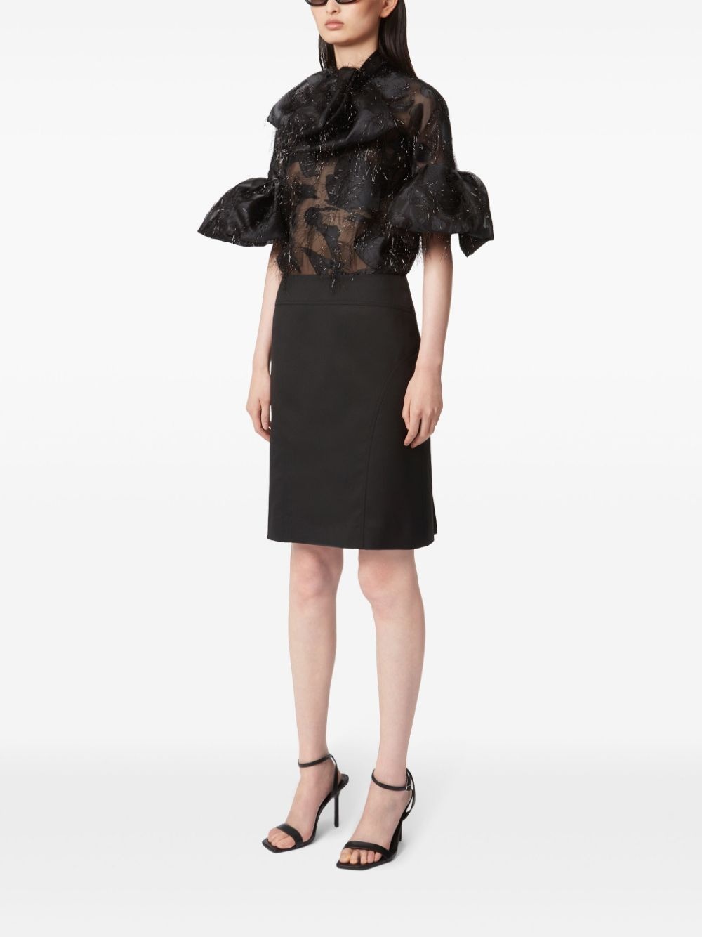 puff-sleeve lavaliere blouse - 3