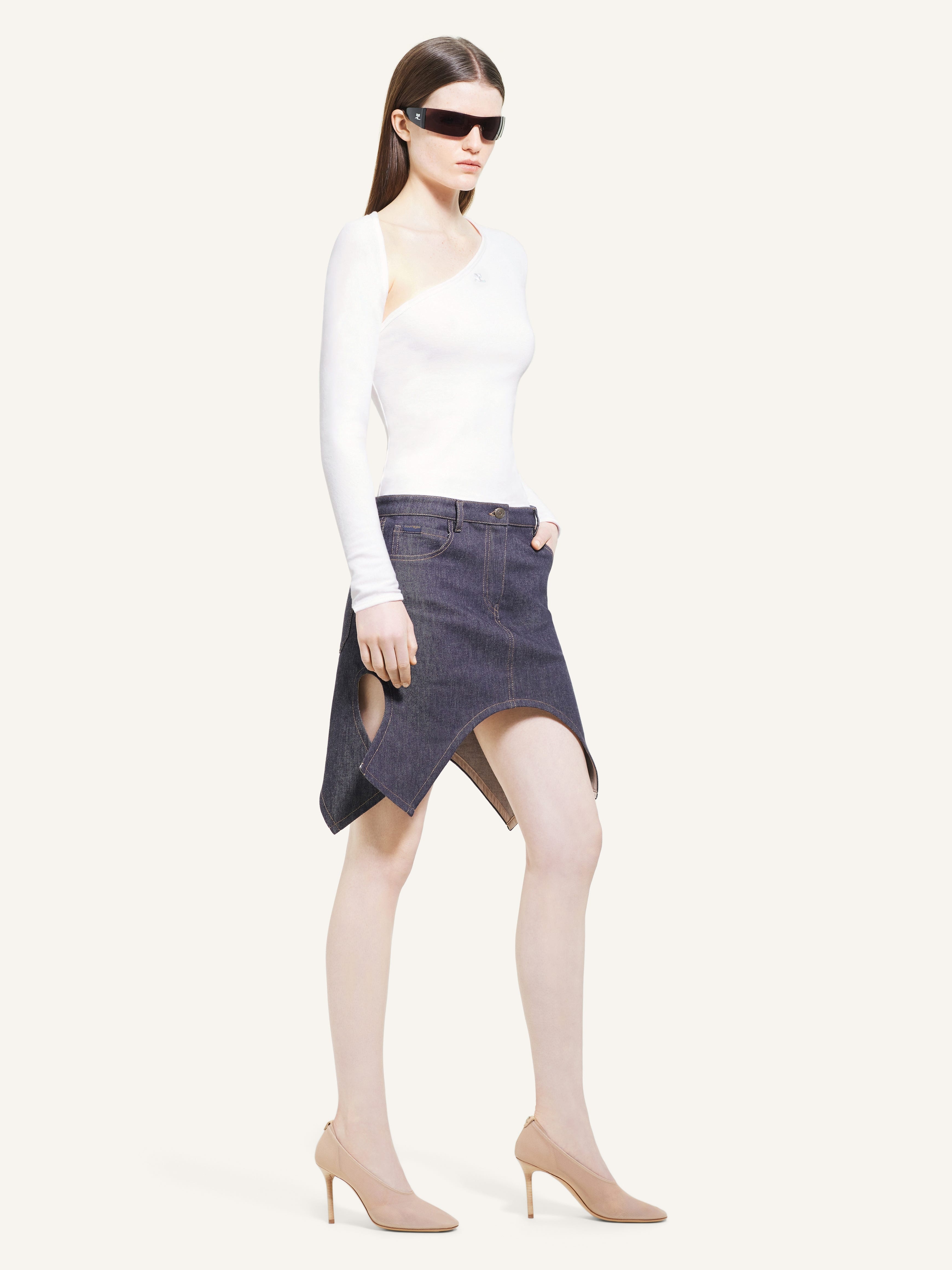 REVERSED MINI DENIM SKIRT - 3