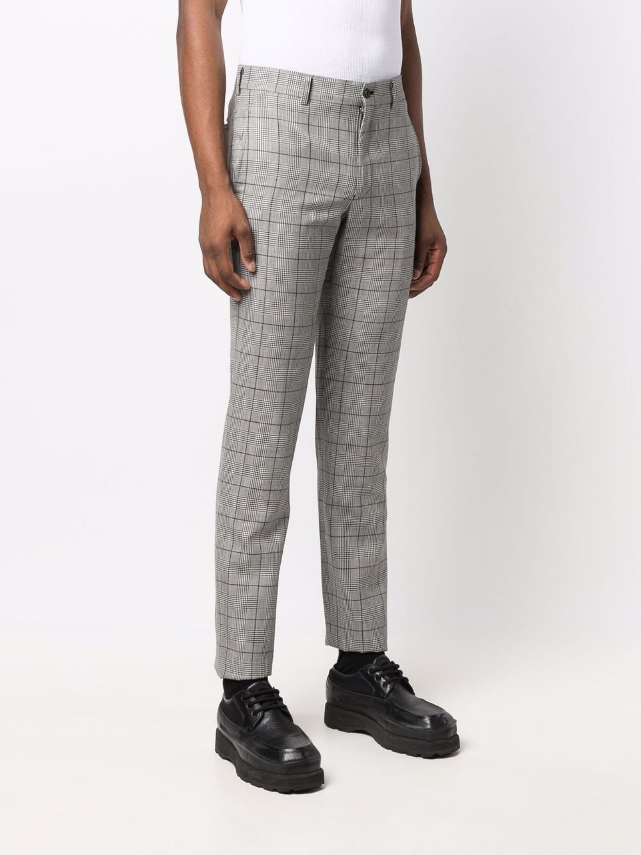 plaid-check print trousers - 3