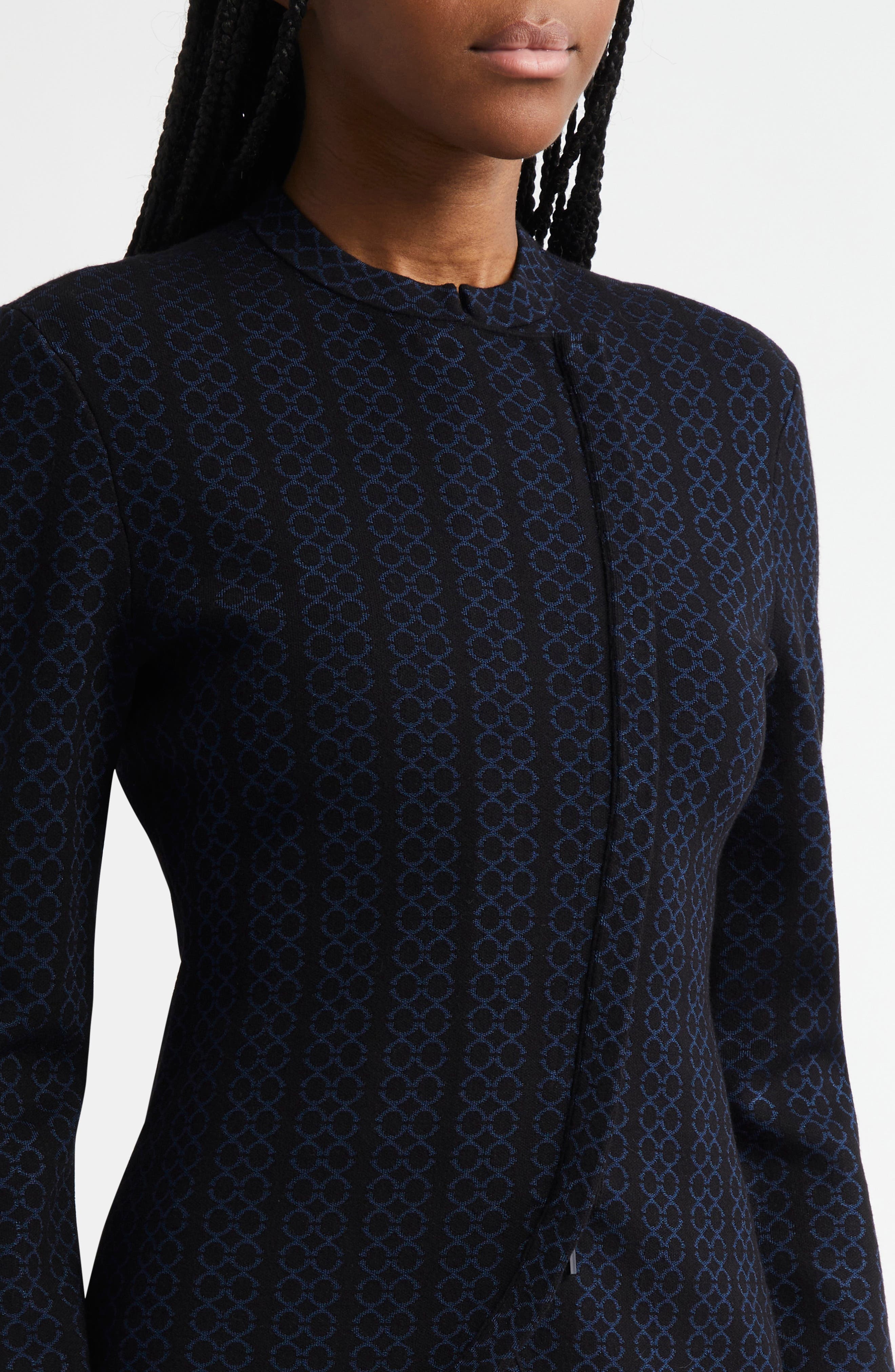 Emporio Armani Vertical Stripe Asymmetric Jacket in Solid Black at Nordstrom - 4