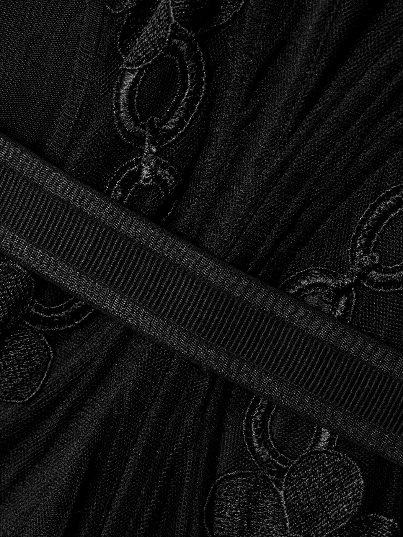Daysi bow-detailed embroidered tulle bustier Black - 4