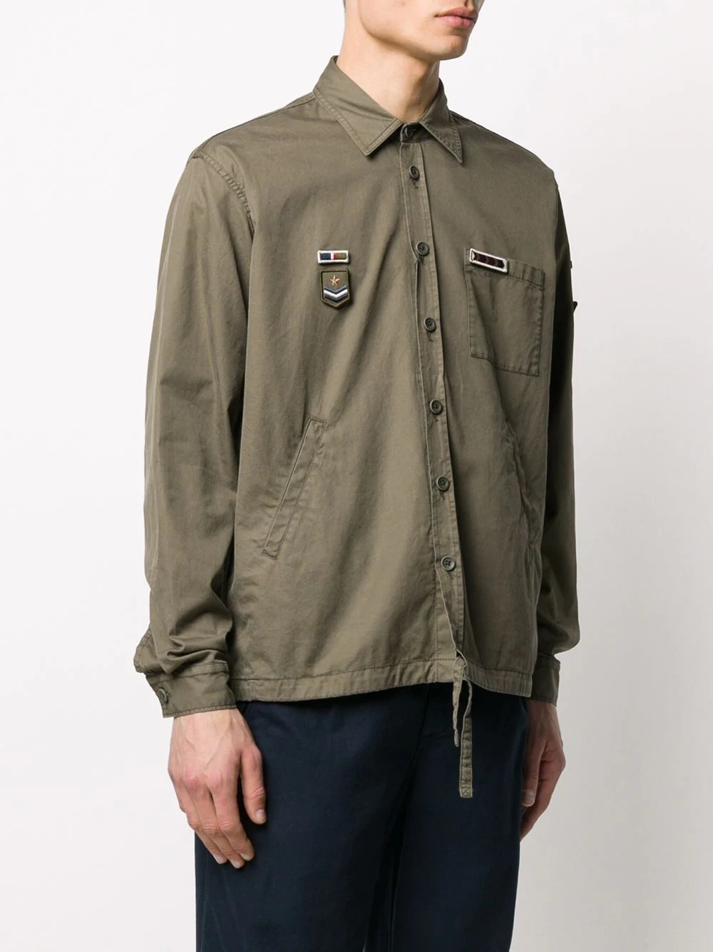 badge-appliqué boxy shirt jacket - 3