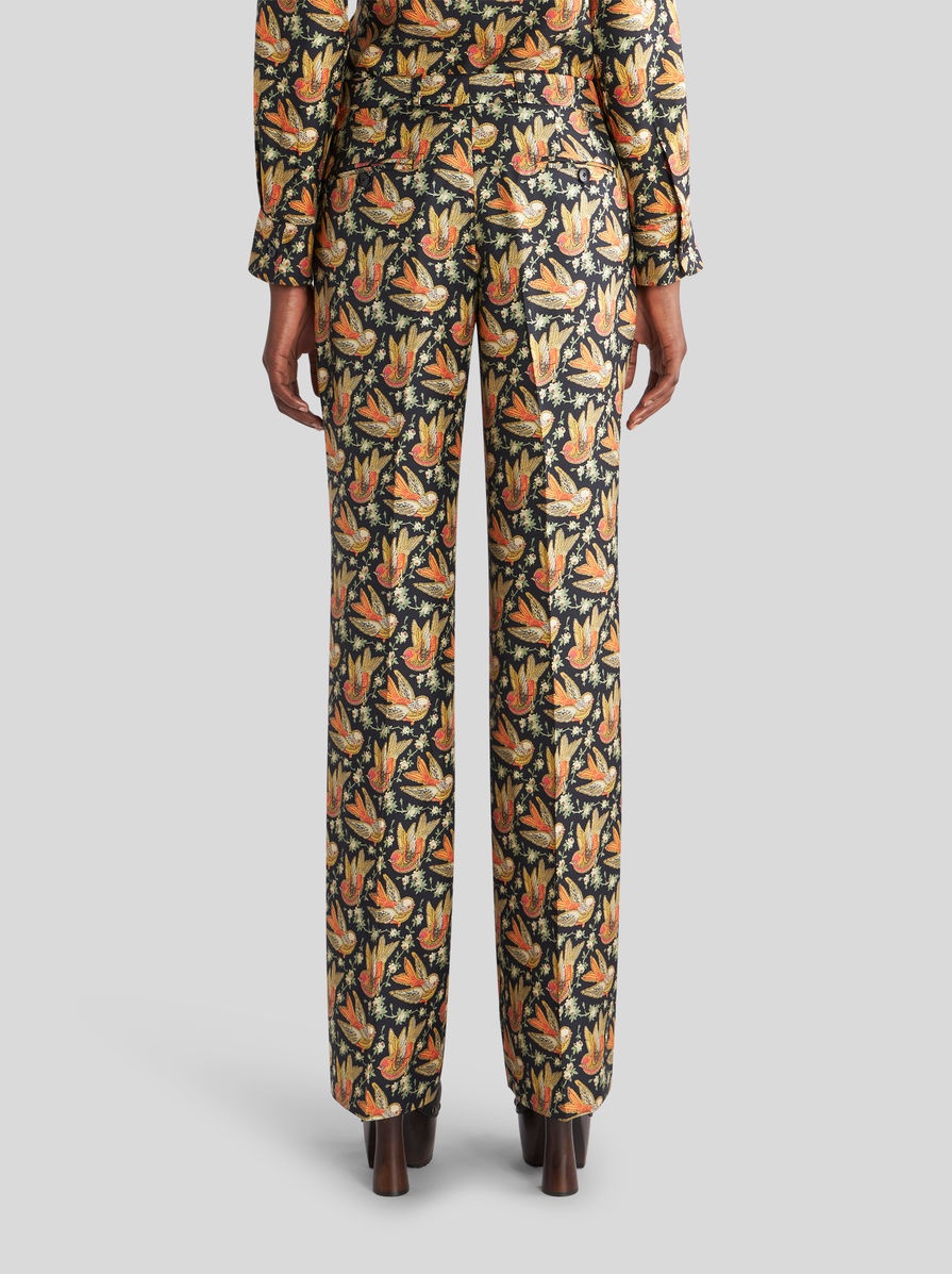 TWILL TROUSERS WITH BIRD PRINT - 5