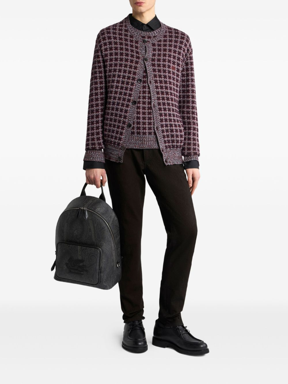 Pegaso-motif embroidered checked vest - 2