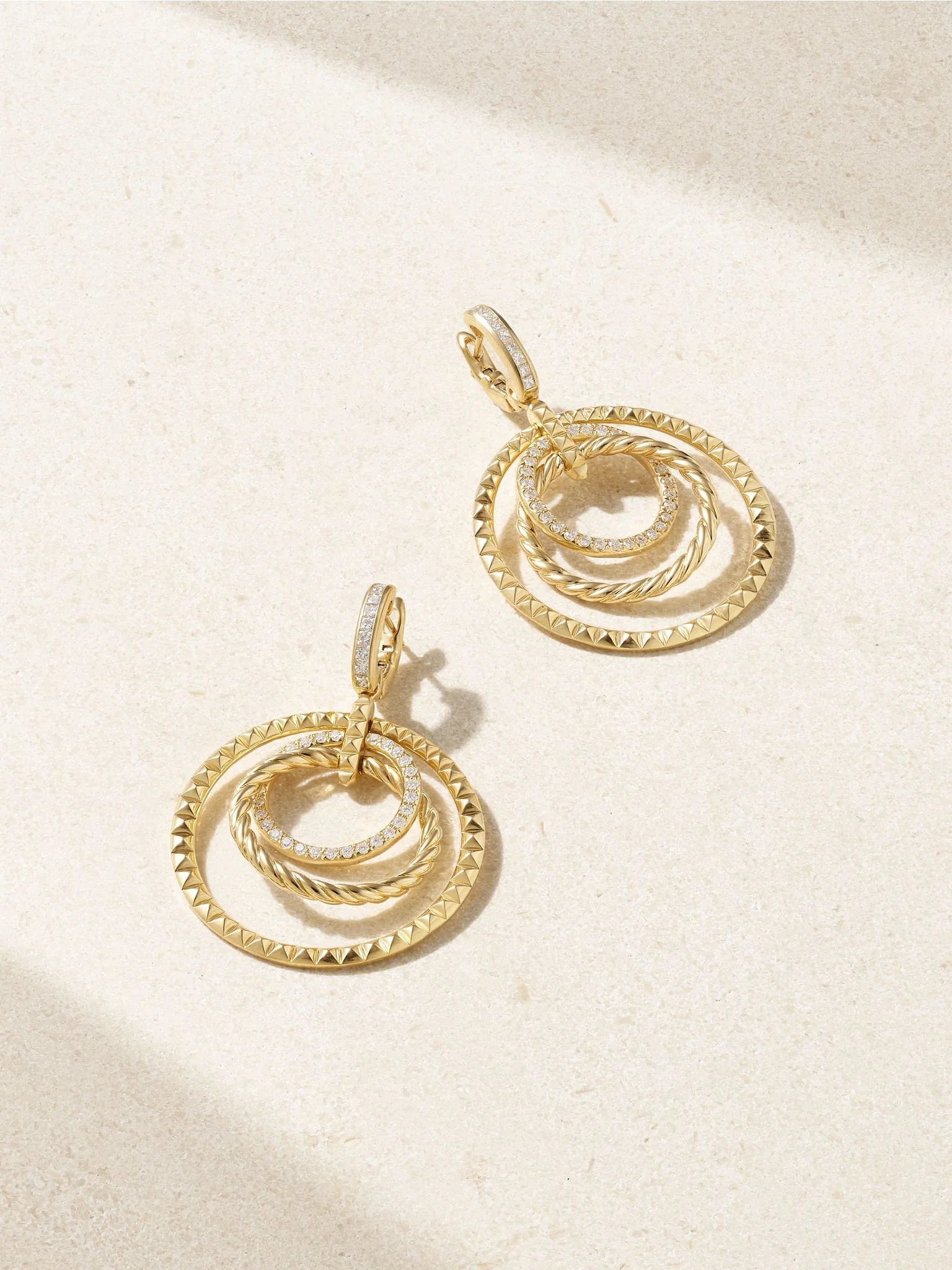 Crossover Trio 18-karat gold diamond hoop earrings Gold - 1