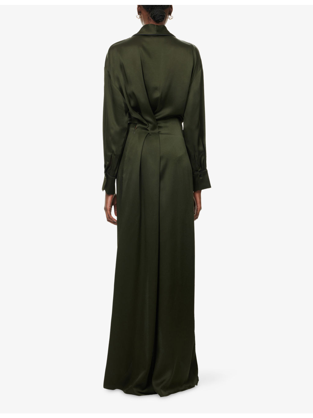 Wrap Shawl-Collar Woven Gown - 4