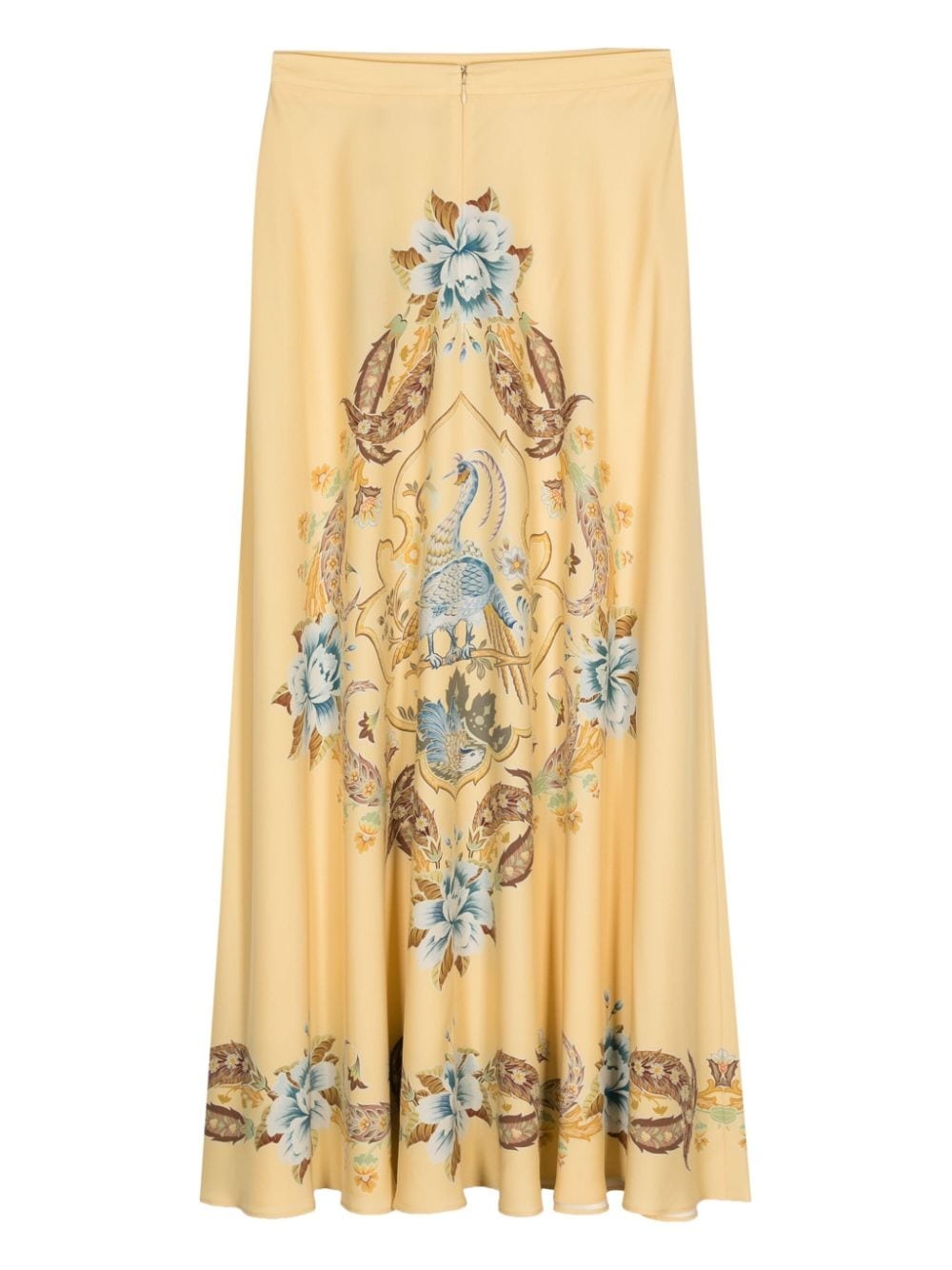 illustration-print silk skirt - 2