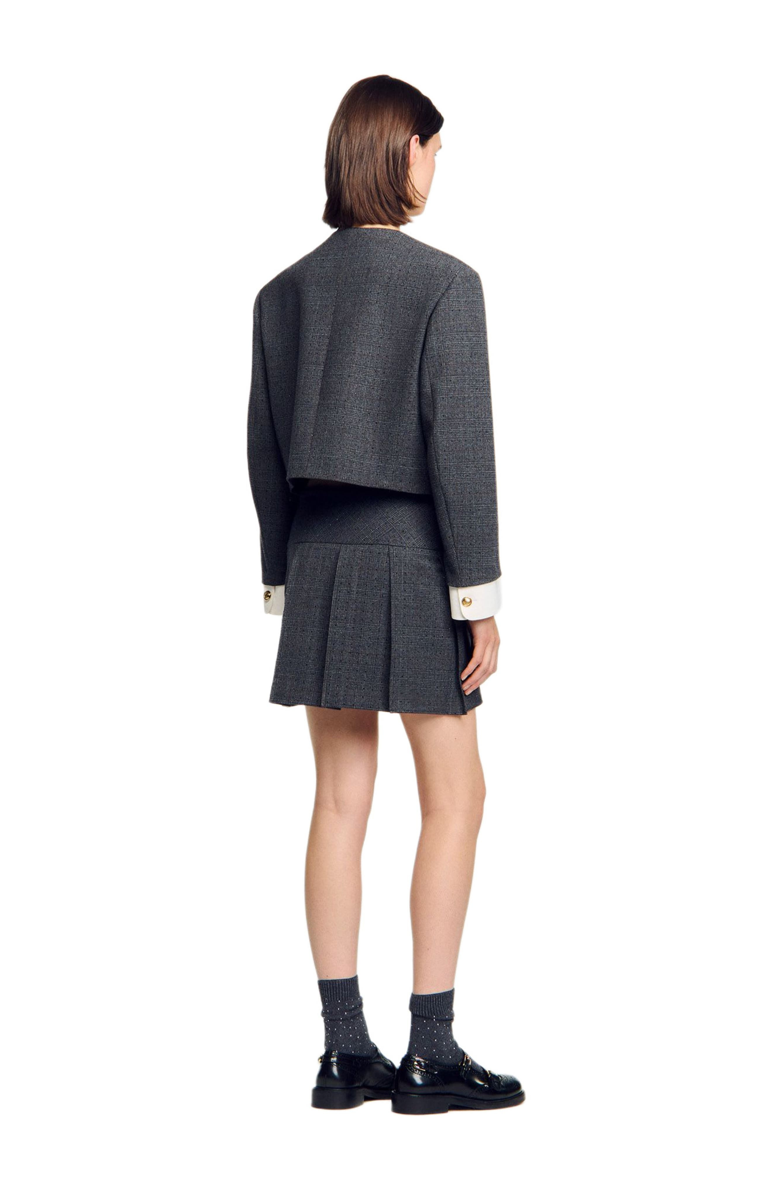 SANDRO Short rhinestone suit skirt in Grey /Brown at Nordstrom - 2