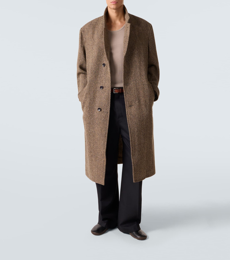 Lemaire Harris herringbone wool tweed coat outlook