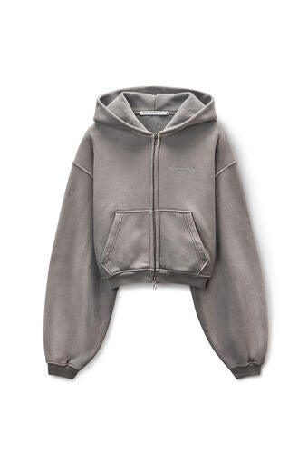 Oversized Cropped Zip-Up Hoodie - 1