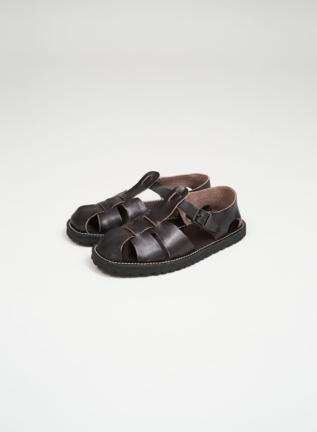 Leather Gurkha Sandal in Black - 3
