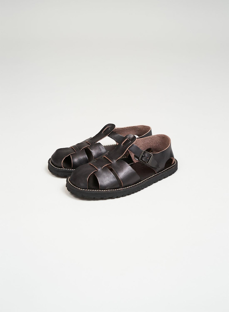 Leather Gurkha Sandal in Black 3