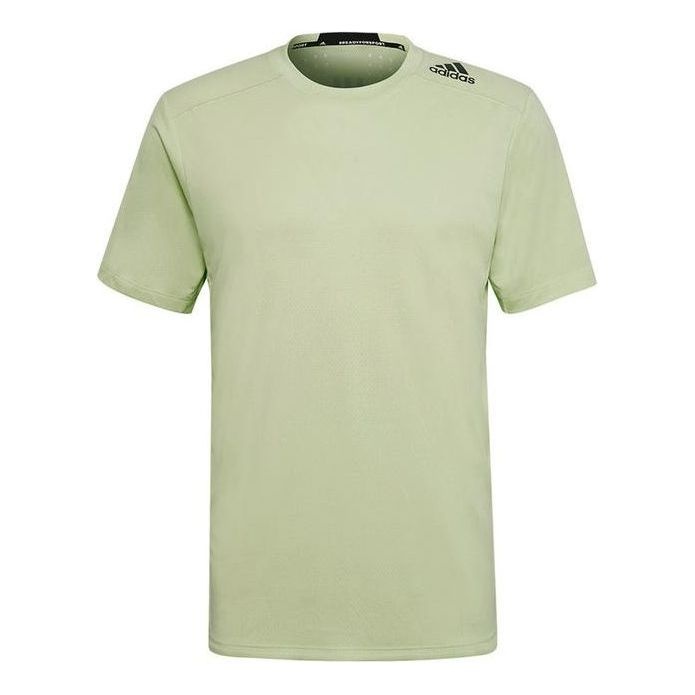 Men's adidas Solid Color Logo Printing Round Neck Short Sleeve Green T-Shirt HC4248 - 1