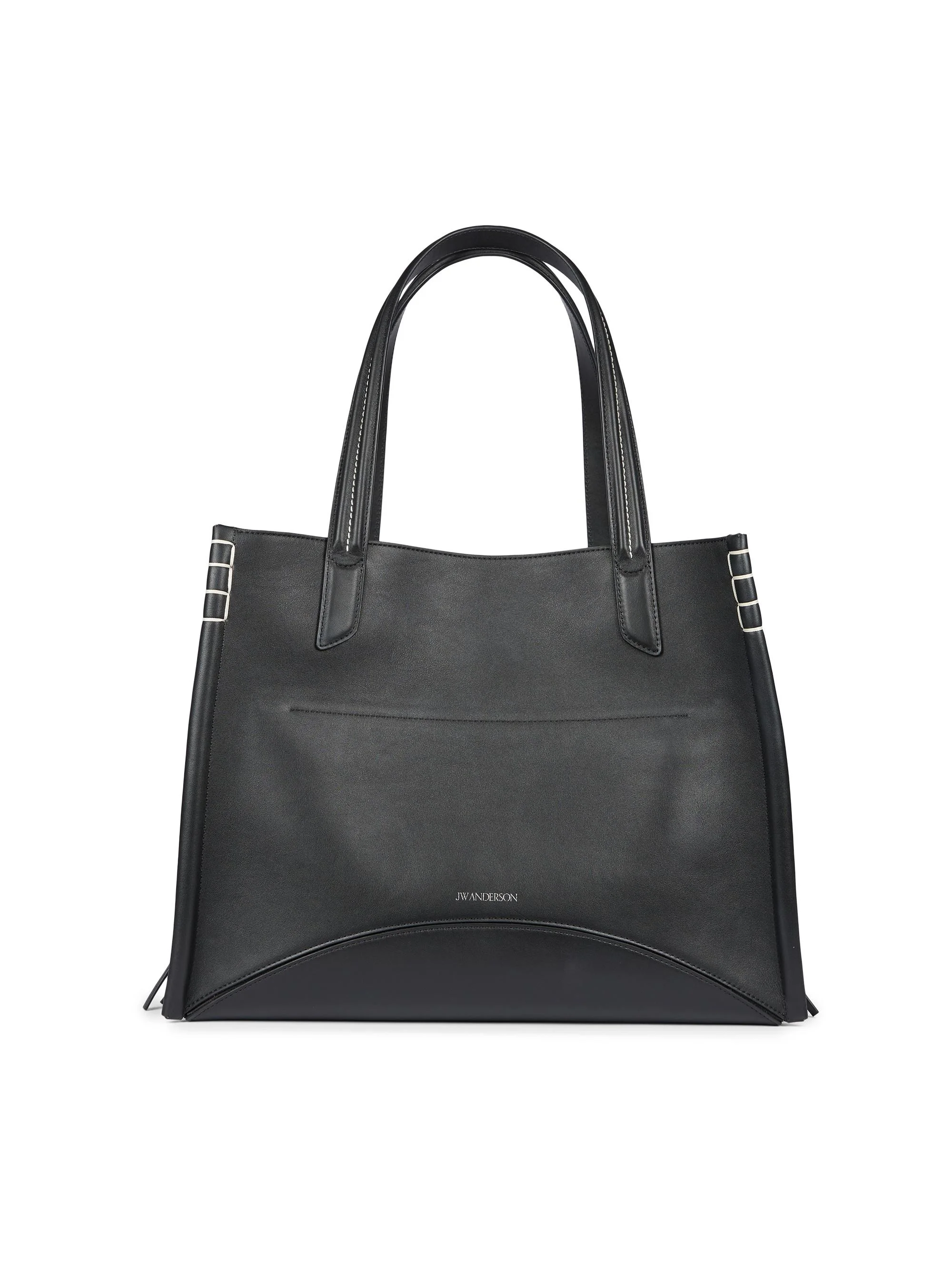 Women's Loafer Leather Tote Bag - Black - 1