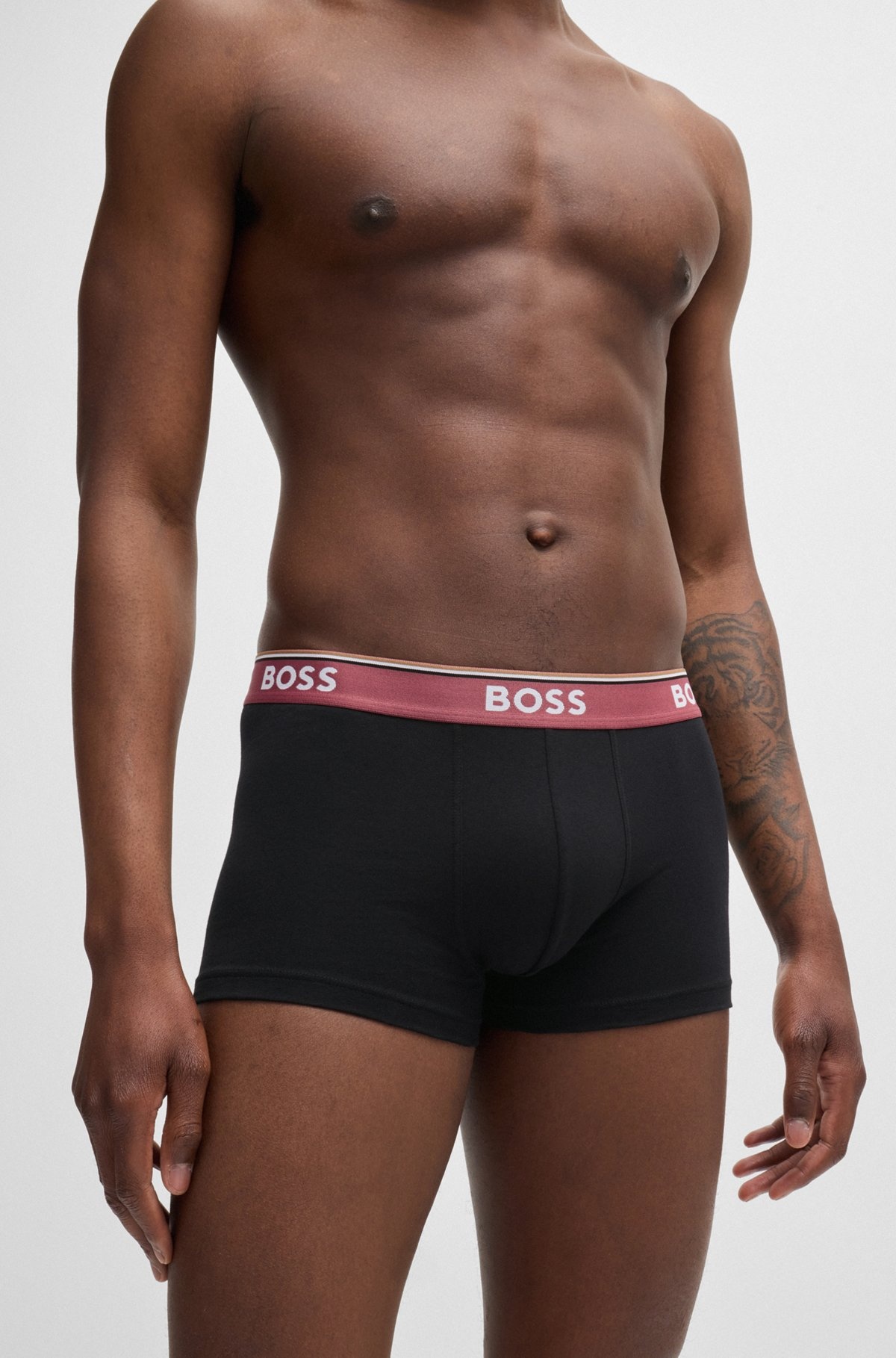 THREE-PACK OF STRETCH-COTTON TRUNKS WITH LOGO WAISTBANDS - 4
