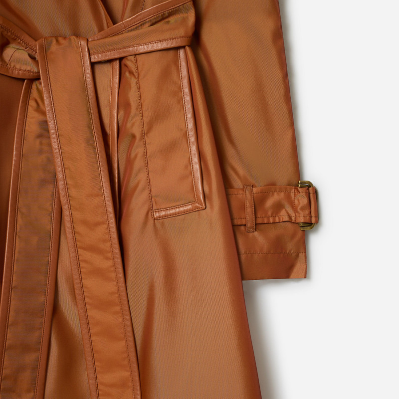 Long Nylon Blend Hooded Trench Coat 6