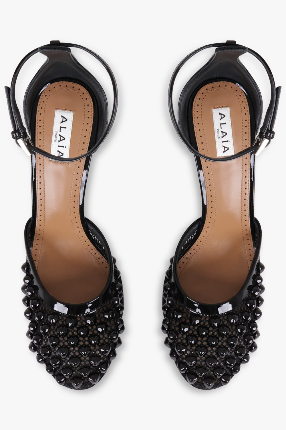 STUD FISHNET MESH 90MM POINTED PUMP | BLACK - 4