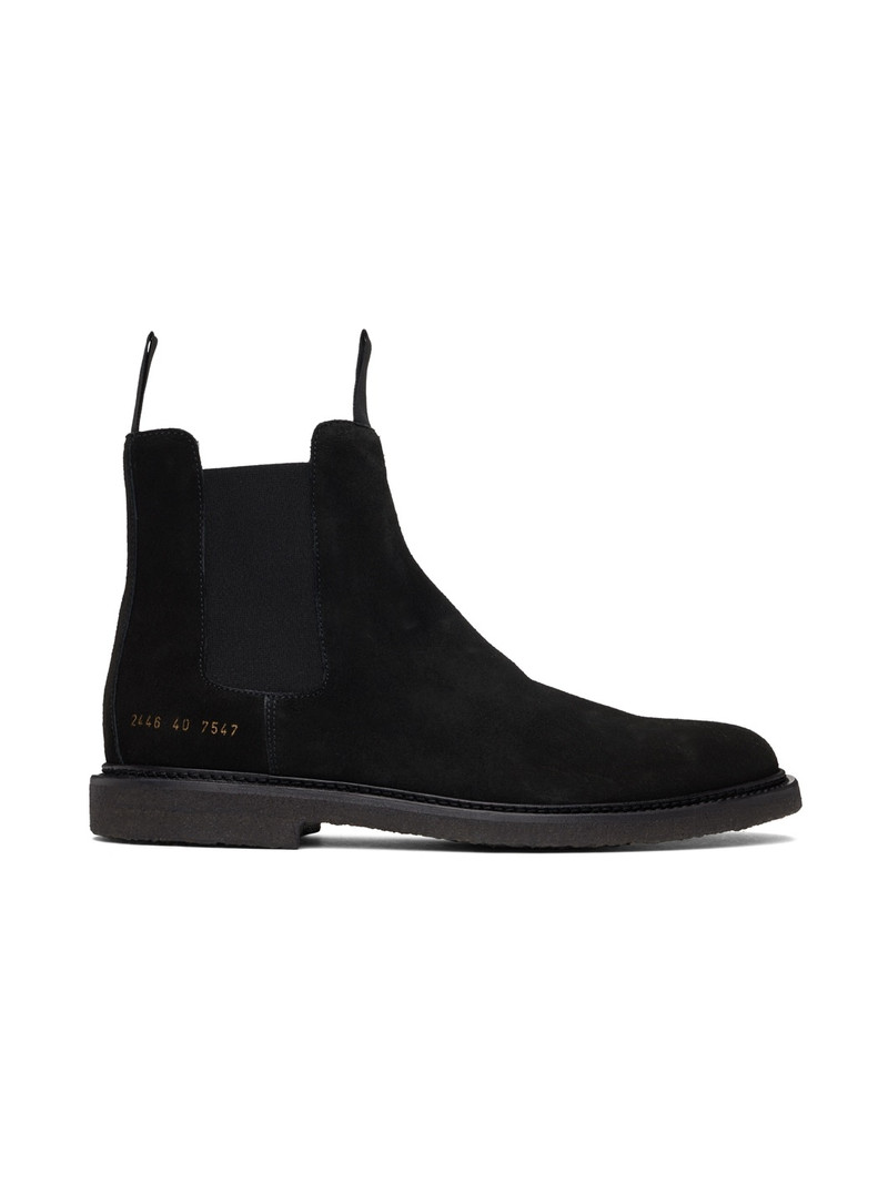 Black Waxed Suede Chelsea Boots 1