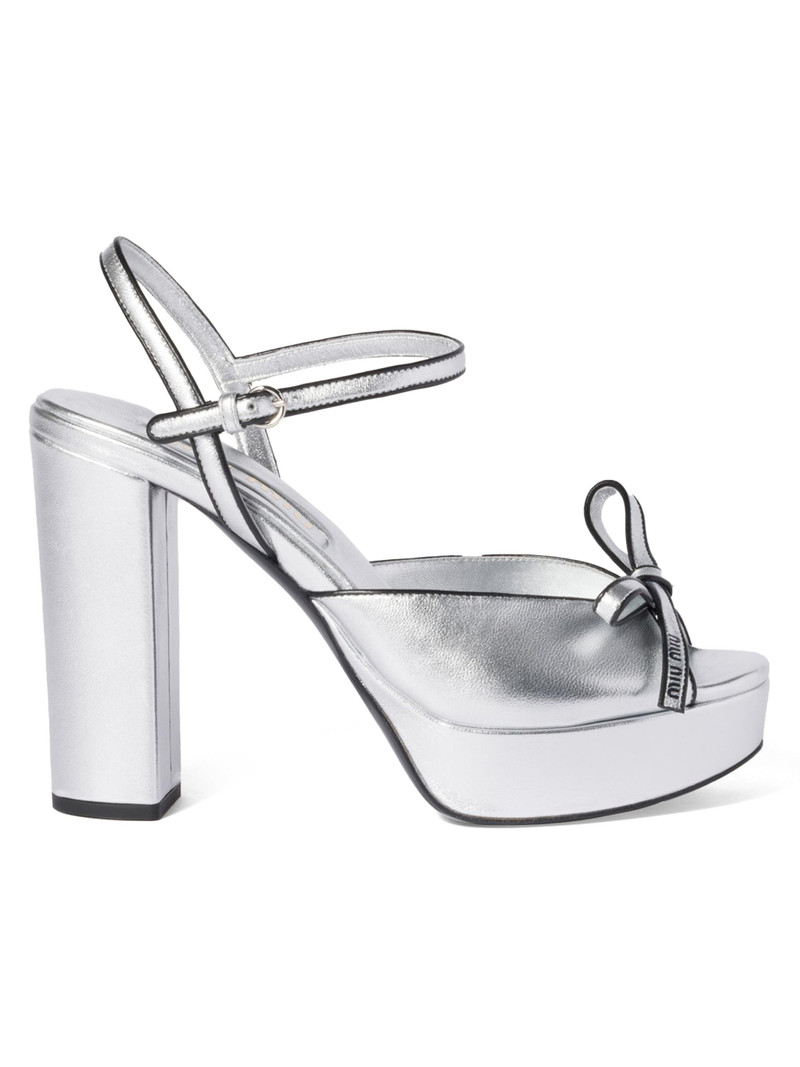Women's Mordoré Nappa Leather Platform Sandals - Silver 1