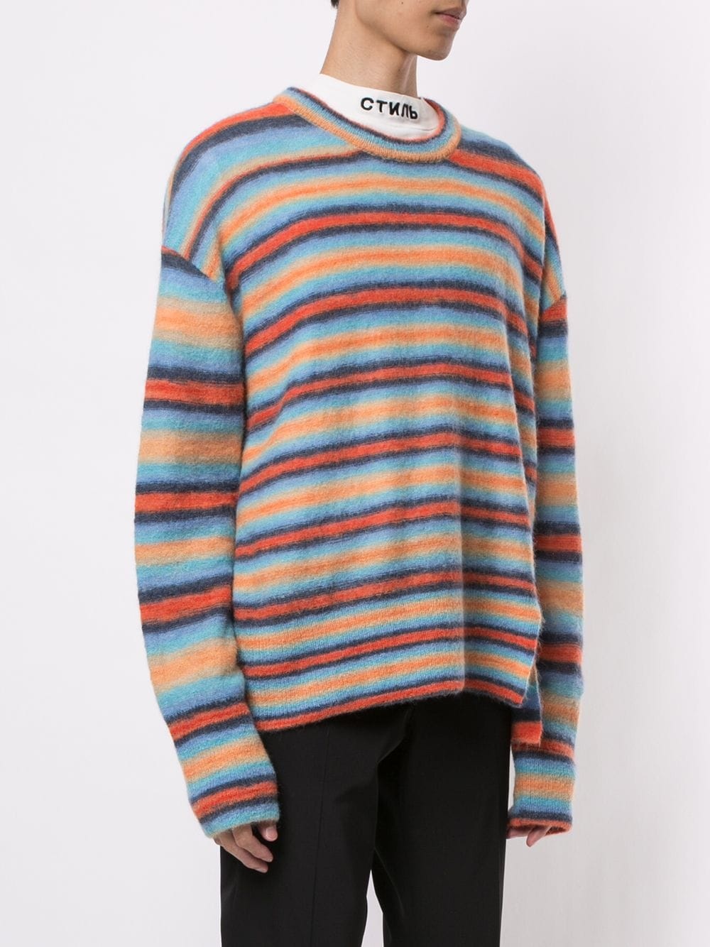 slit-hem striped sweater - 3