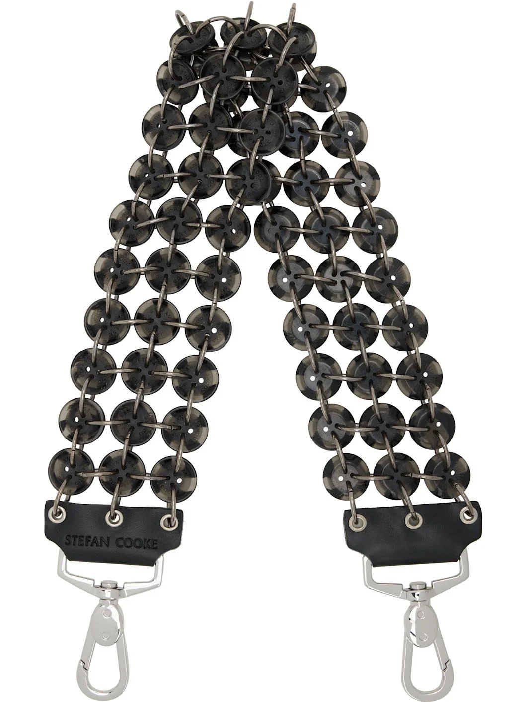 Black Short Button Bag Strap - 1