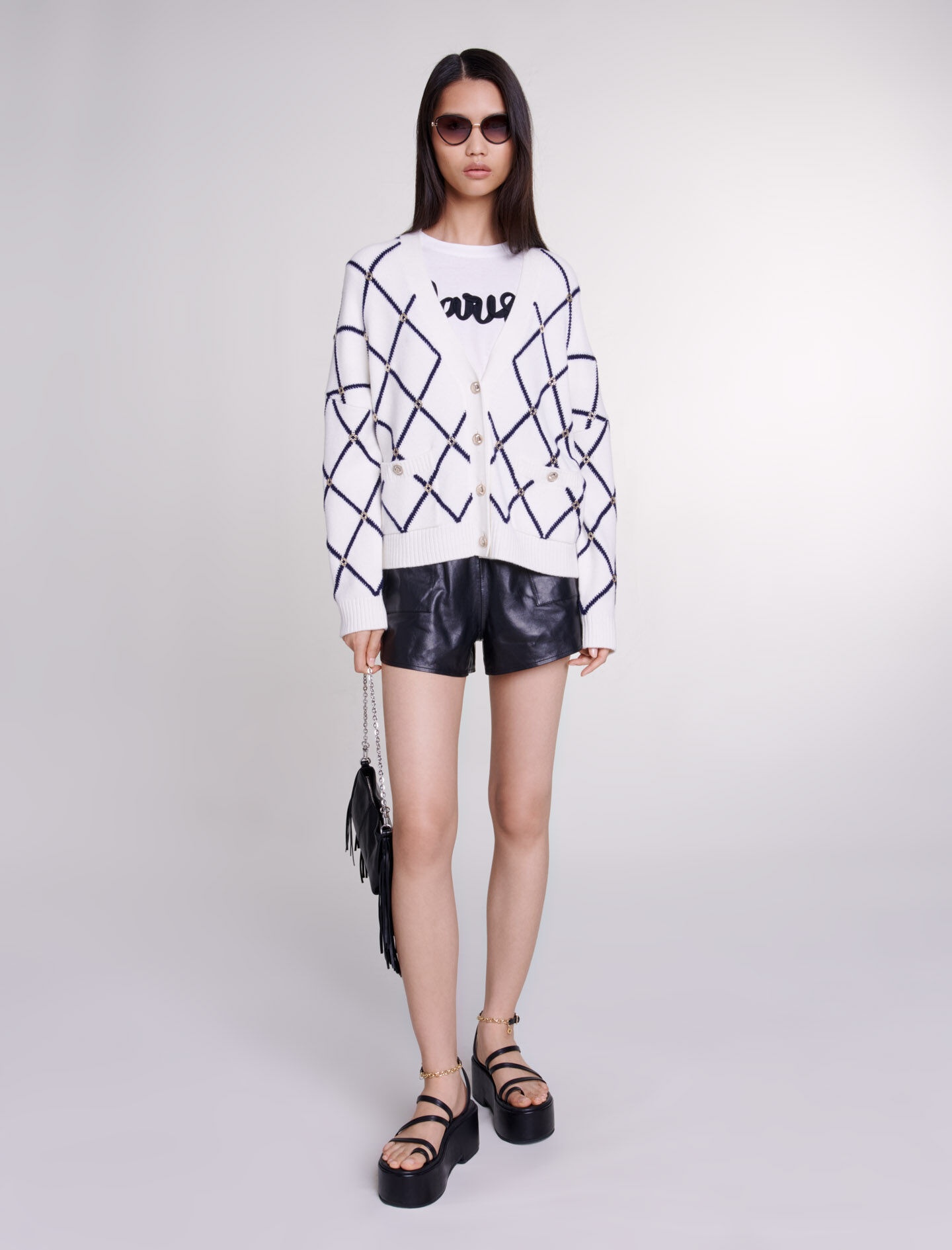 Diamond pattern knitted cardigan - 2