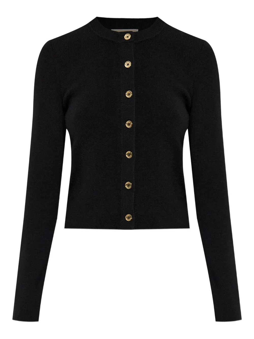 ribbed gold-button cardigan - 1