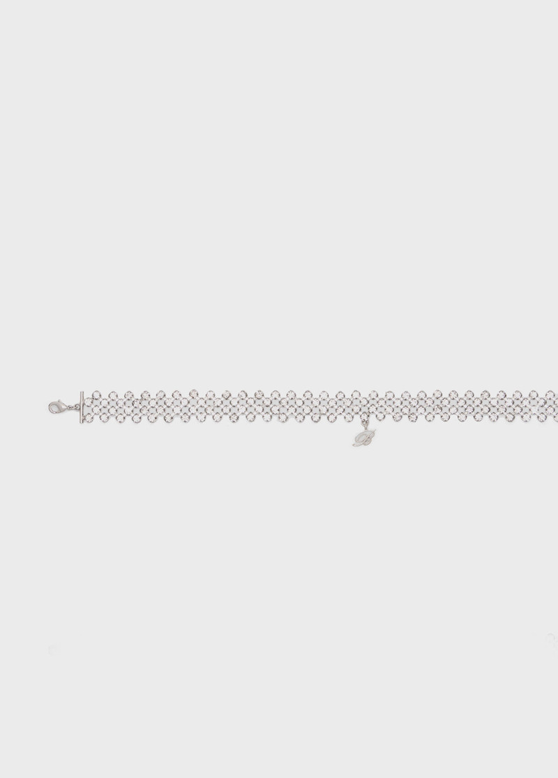 METAL CHOKER WITH STONES AND MONOGRAM PENDANT 3