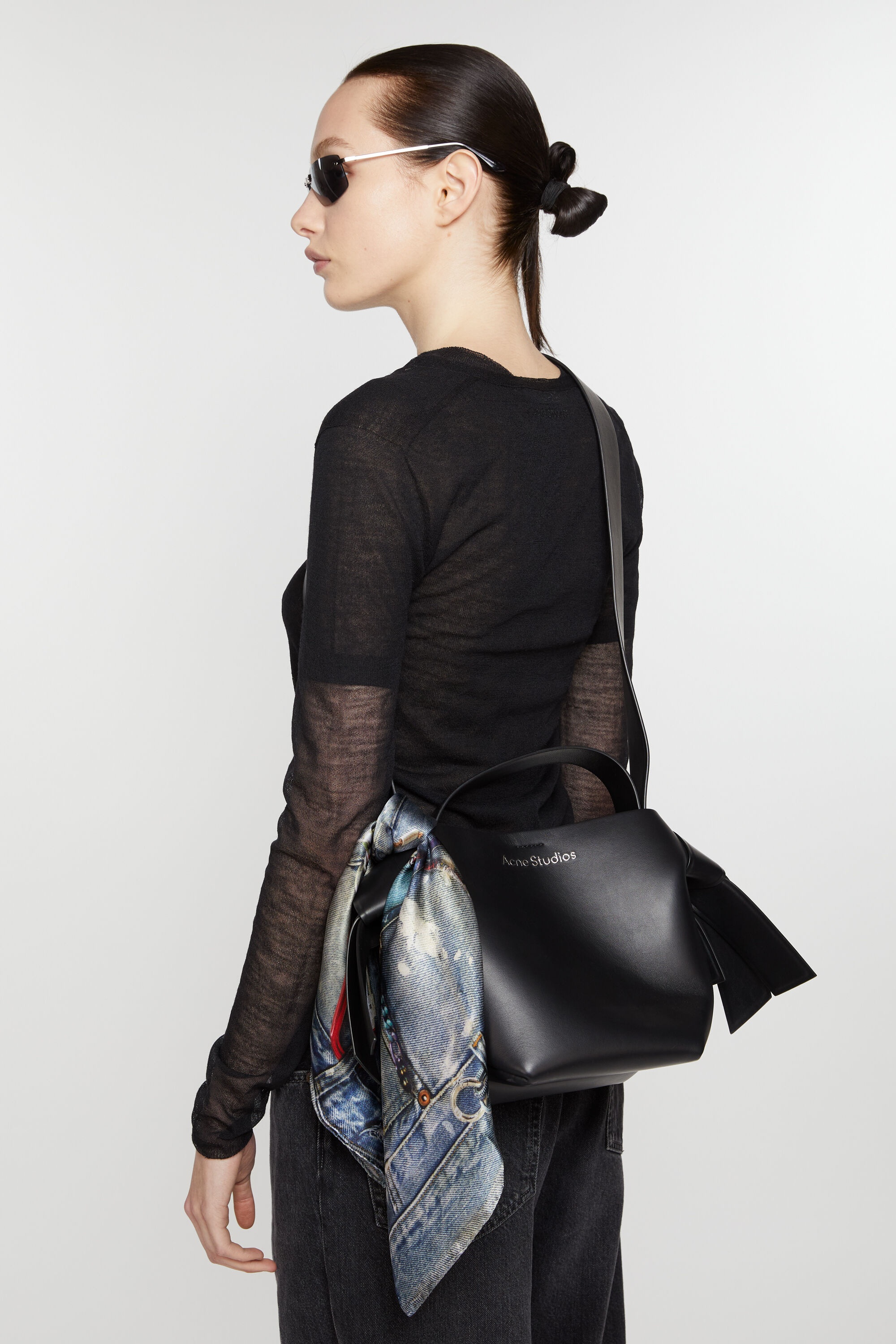 Printed silk scarf - Denim blue - 2