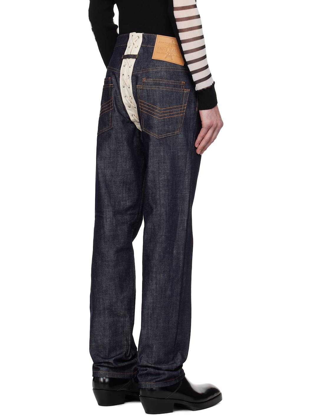Navy 'The Contrasting Lace-Up Denim' Jeans - 3
