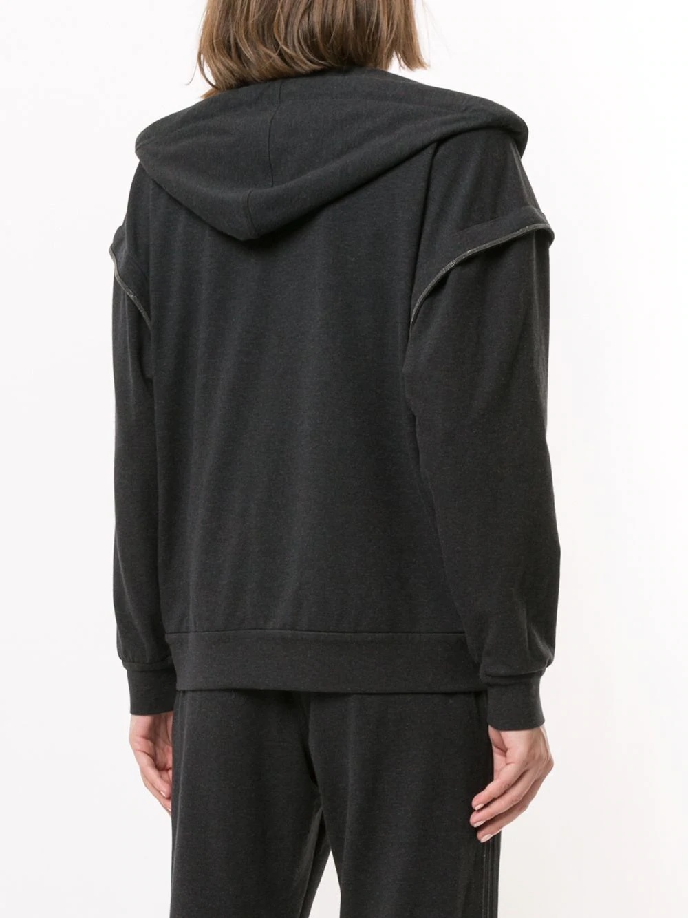 beaded-edge zip-up hoodie - 4