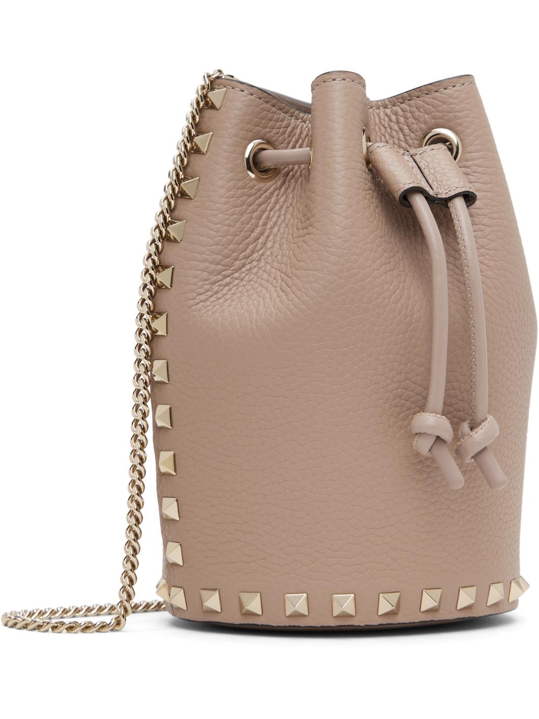 Taupe Mini Drawstring Rockstud Bag - 2