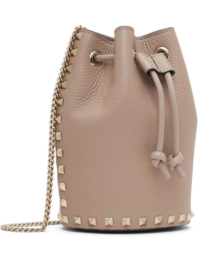 Valentino Taupe Mini Drawstring Rockstud Bag outlook