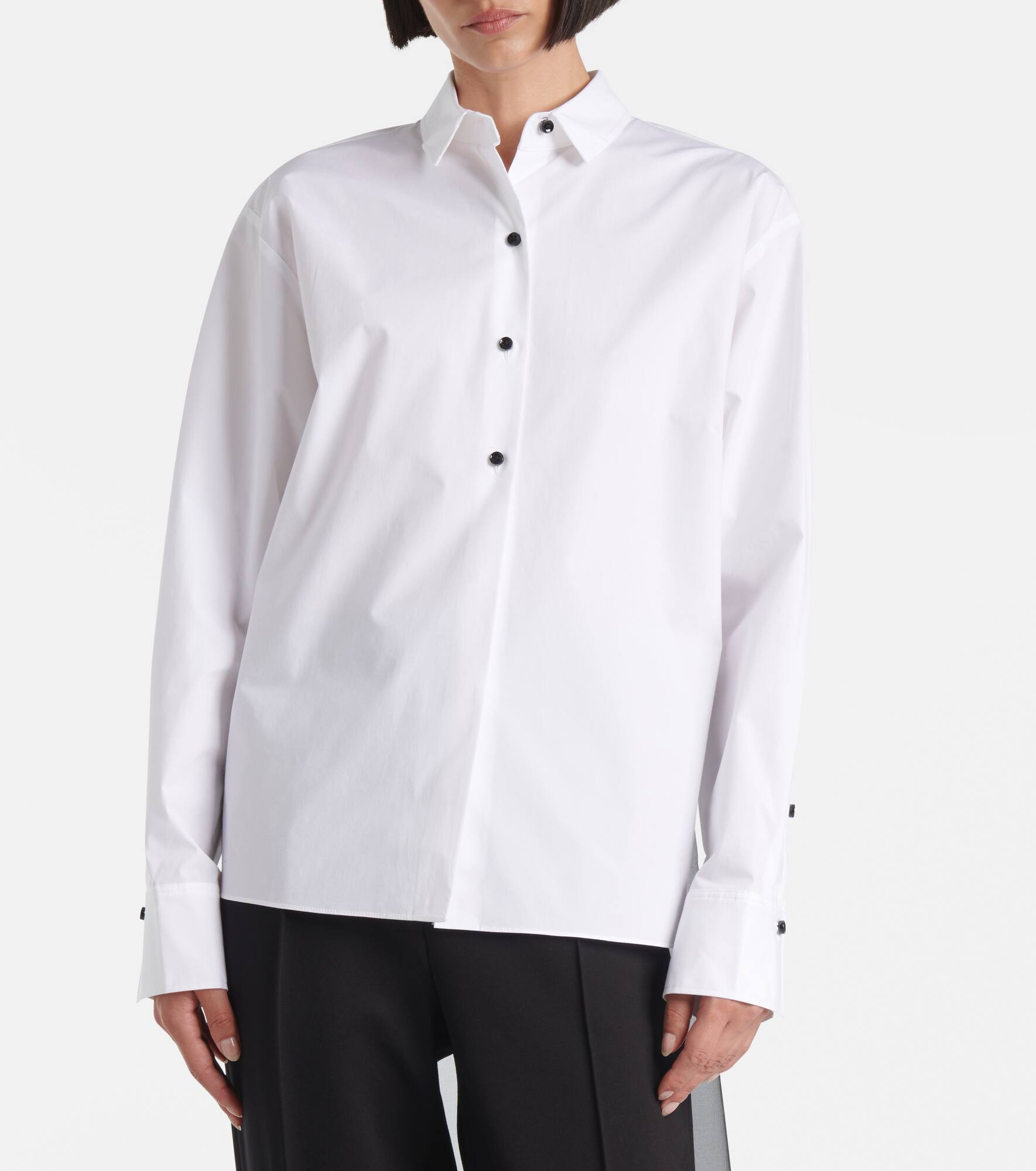 Poplin Power bow-detail cotton-blend poplin shirt - 7